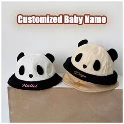 Embroidered Custom Cap For Newborn Baby Cotton Hat For Baby Sun Hat Kids Panda Hat With Ears Panama Hat For Children Bucket Gift