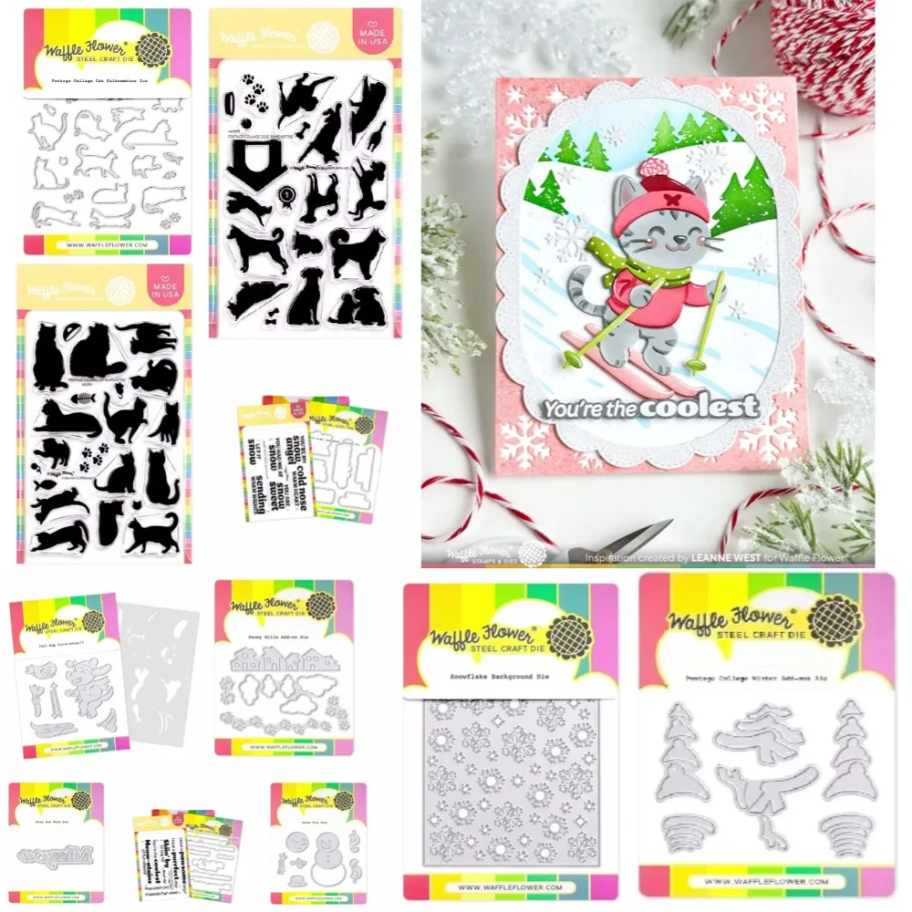 القط والثلج ل يموت سجل القصاصات مذكرات الديكور الاستنسل النقش قالب DIY بها بنفسك بطاقات المعايدة اليدوية الهراء زهرة التلال الثلجية #1