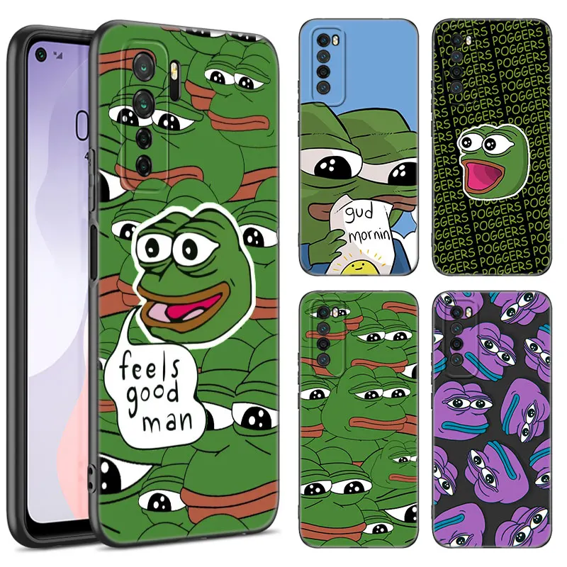 Sad Frog P-Pepe Black Silicone Phone Case For Huawei Nova 11 12 Ultra 9 10 SE Pro 11E 11i 12i Y70 Plus Y60 Y61 Y71 Y72 Y90 Y91