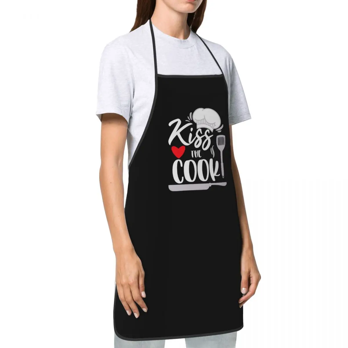 Kiss The Cook Funny Apron Men Women Adult Unisex Kitchen Chef Bib Tablier Cuisine Cooking Baking Painting