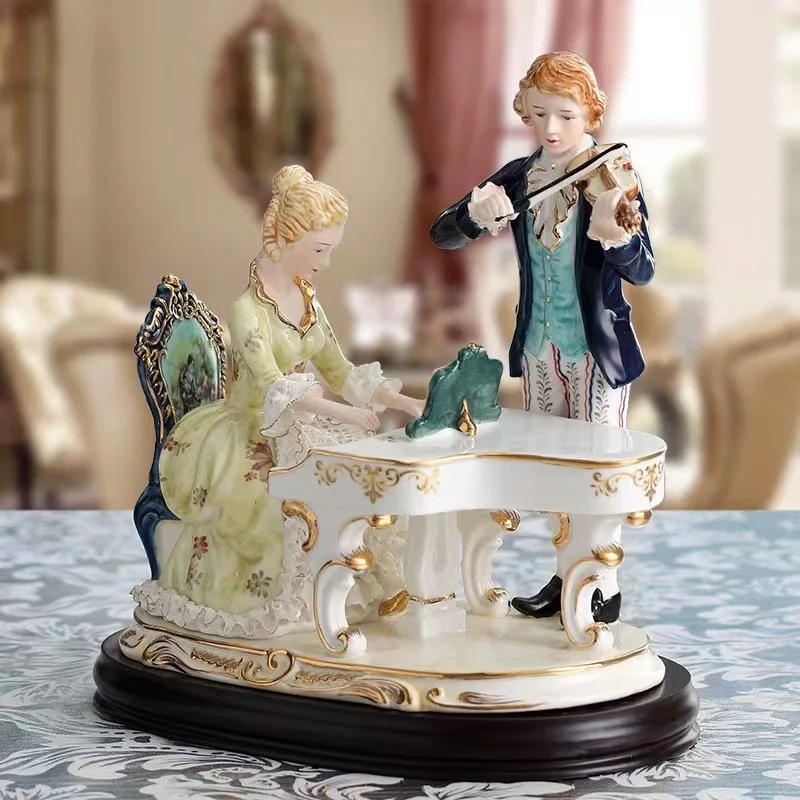 *-*Creative Piano Ornament European Lace Porcelain Doll Character Jewelry Handmade Luxury Living Room Home Crafts Pastoral.