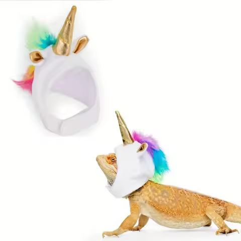 Unicorn Transformation Outfit for Lizards Chameleons Small Pet Headgear Funny Hat Animal Costume Accessory