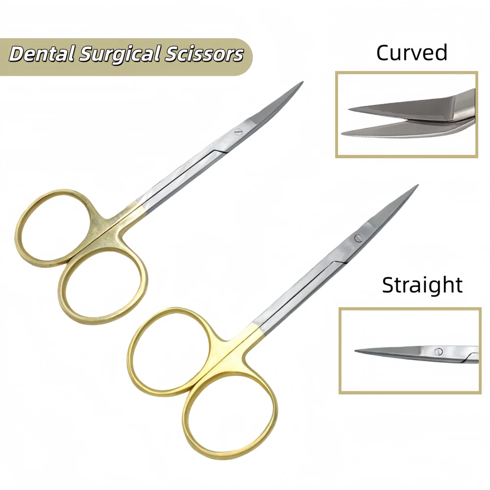 10/5Pcs Dental Surgical Scissors Straight/Curved Tip 11.5cm Stainless Steel Surgical Forceps Dentist Tools Dentistry Instrument