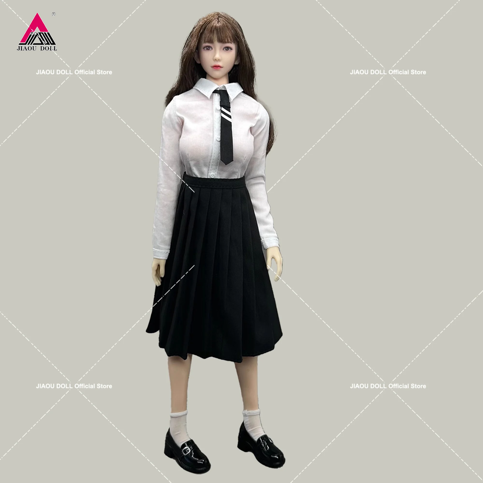 In stock 1/6 Scale Female Uniform School White Shirt Pleated Skirt Clothes Model Fit 12'' Soldier Action Figure Body Dolls