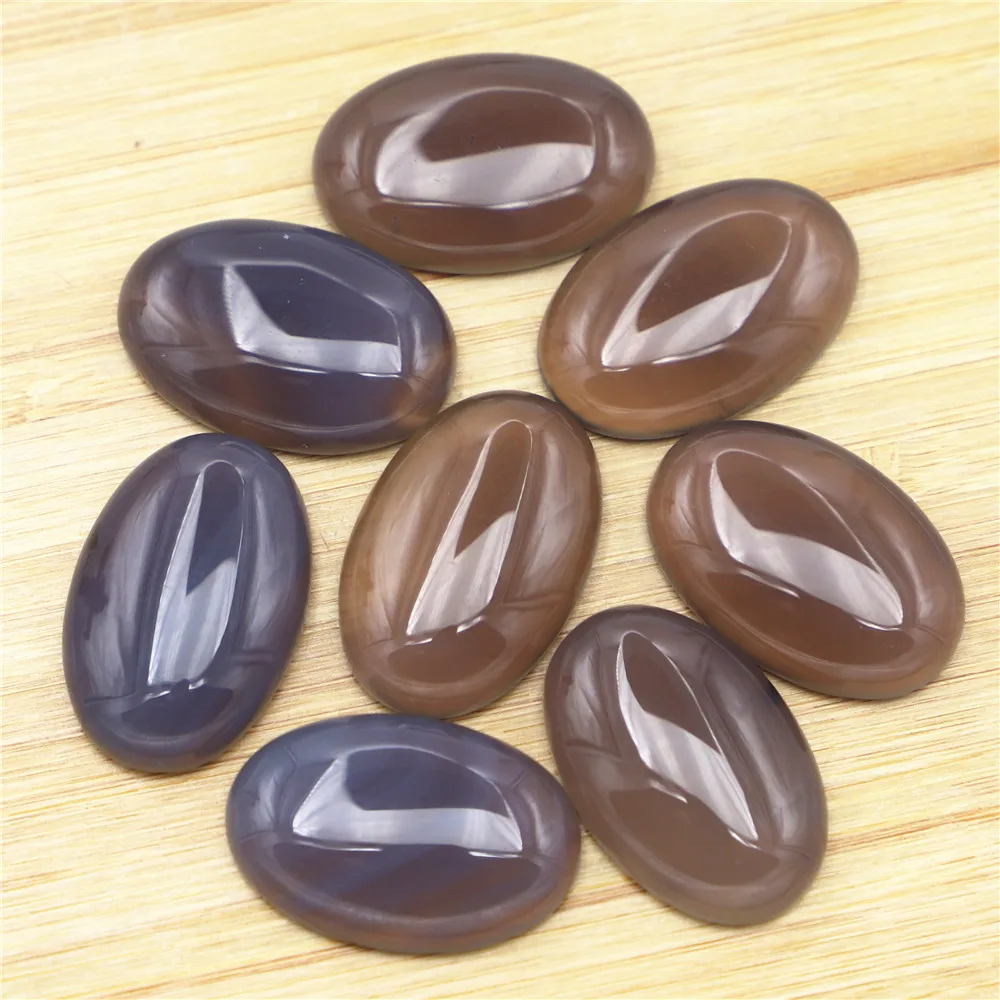 Hot 30x20mm Natural Stone Oval Grey Agate Cabochon Setting Beads Fit Women Jewelry Making Supplies 12Pcs Wholesale Free Shipping
