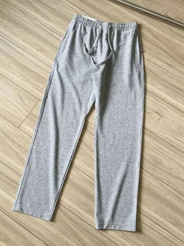 

Spring Summer Men's Loose Straight Leg Cotton Blend Casual Pants Breathable Comfortable Elastic Waist Thin Sle Faionable ...