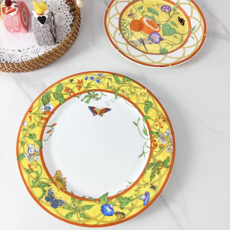 

Bone China European Fruit Plates Household Steak Dishes Creative Artistic Plating Tableware for Home Use