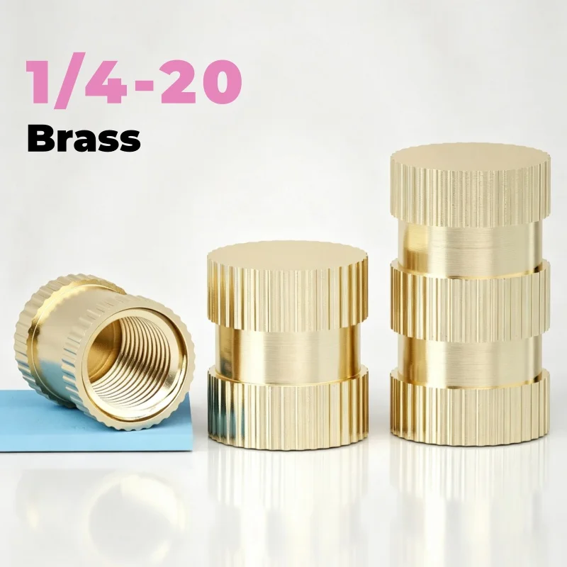 1/4-20 Brass Blind hole Injection Molding Knurled Nuts Thread Insert Embedded Nut