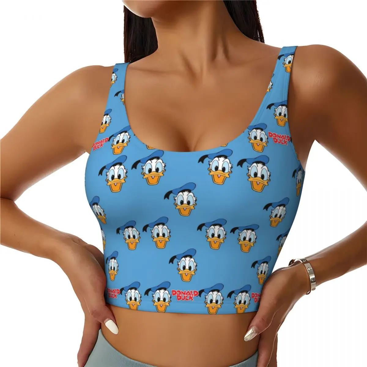 

Custom Donald Duck Workout Crop Tank Tops Women Running Sports Bras