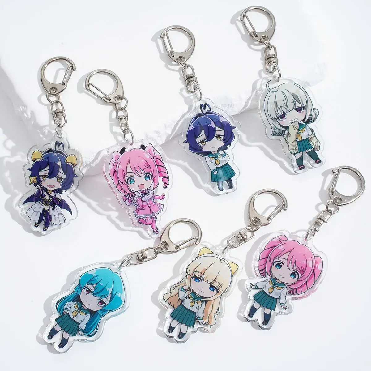 

Acrylic Cartoon Anime Pendant Keychains Holder Car Key Chain Key Ring Phone Bag Hanging Jewelry Gifts Accessories My dream girls