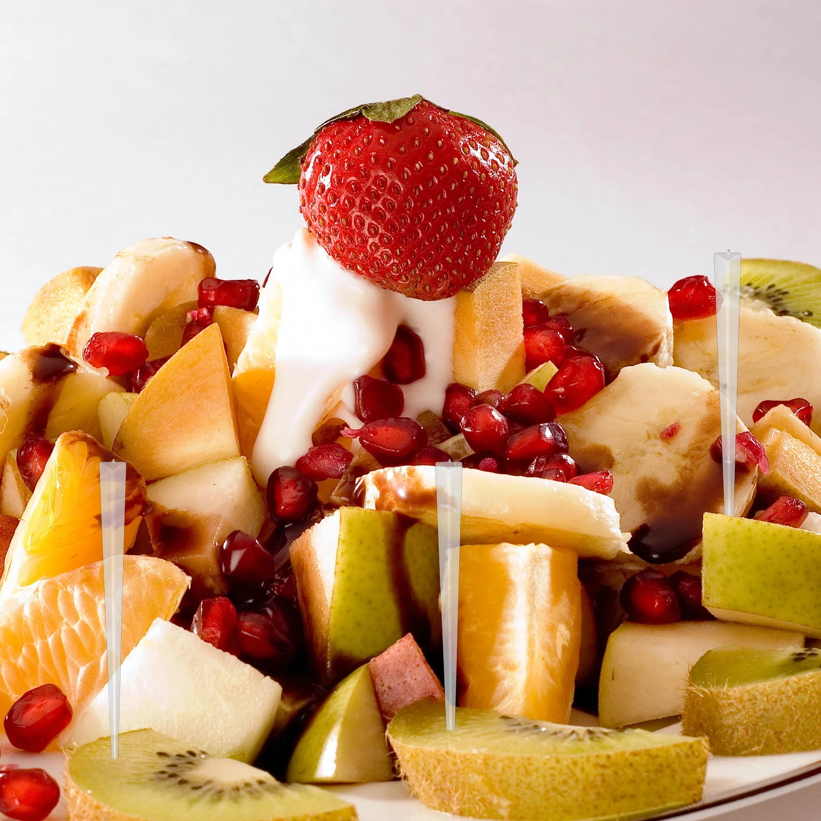 

500Pcs Fruit Picks Plastic Safe Lightweight Tasting Forks Dessert Appetizer Party Creative Food Sticks Fruit Picks