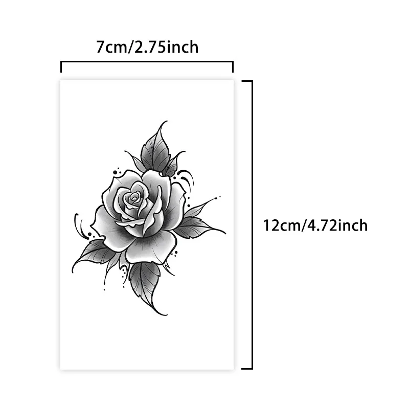 Rose & Flower Temporary Tattoo, Herbal Juice Waterproof Long-Lasting, Elegant Small & Fresh Fake Tattoo for Arm, Collar & Neck