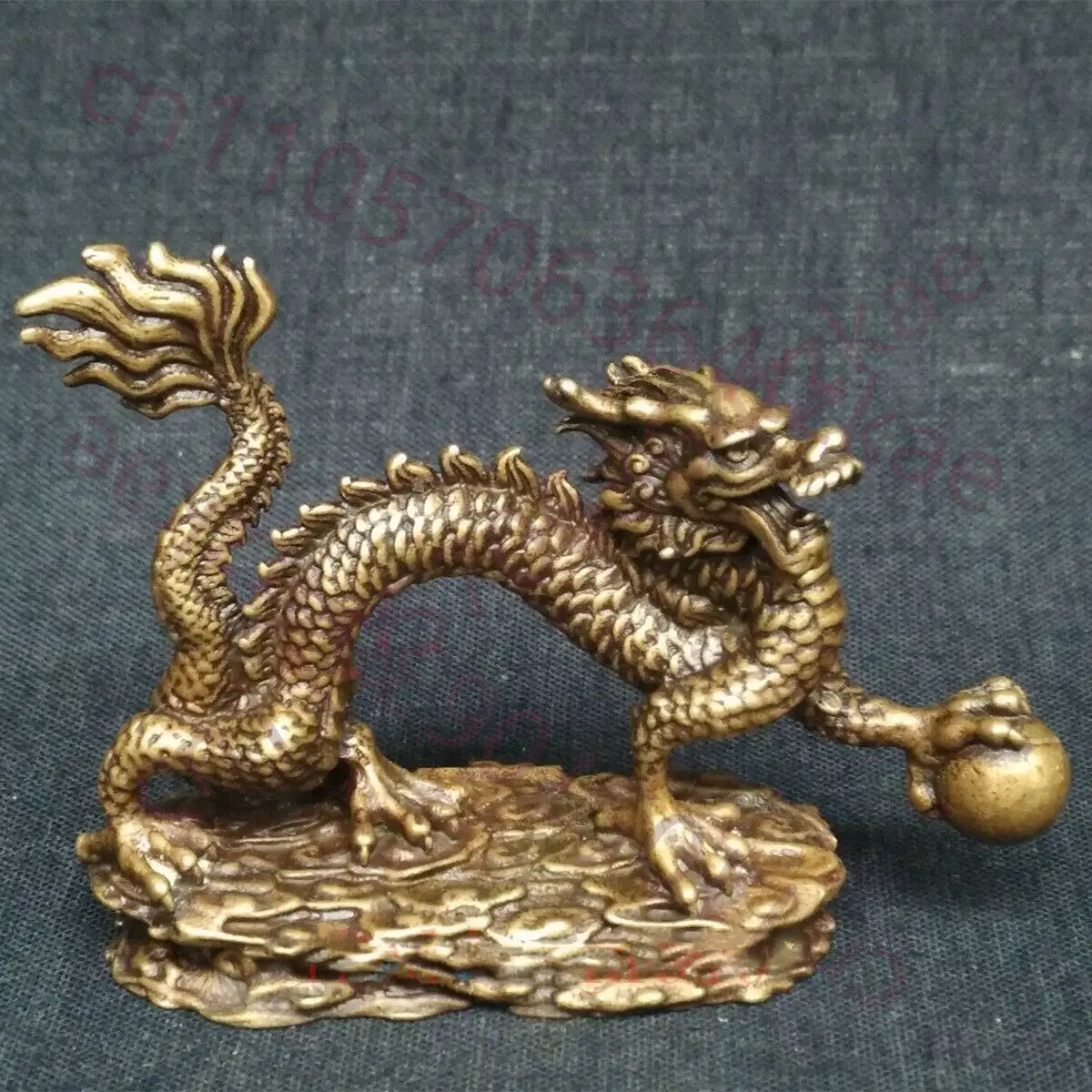 

Коллекционная старинная бронзовая статуэтка дракона по китайскому фэншуй, резная, для декора
