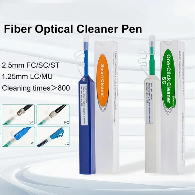 

100PCS Preferential Price SC/FC/ST 2.5mm LC/MU 1.25mm One-Click Fiber Cleaning Tools 800 Times Cleaning