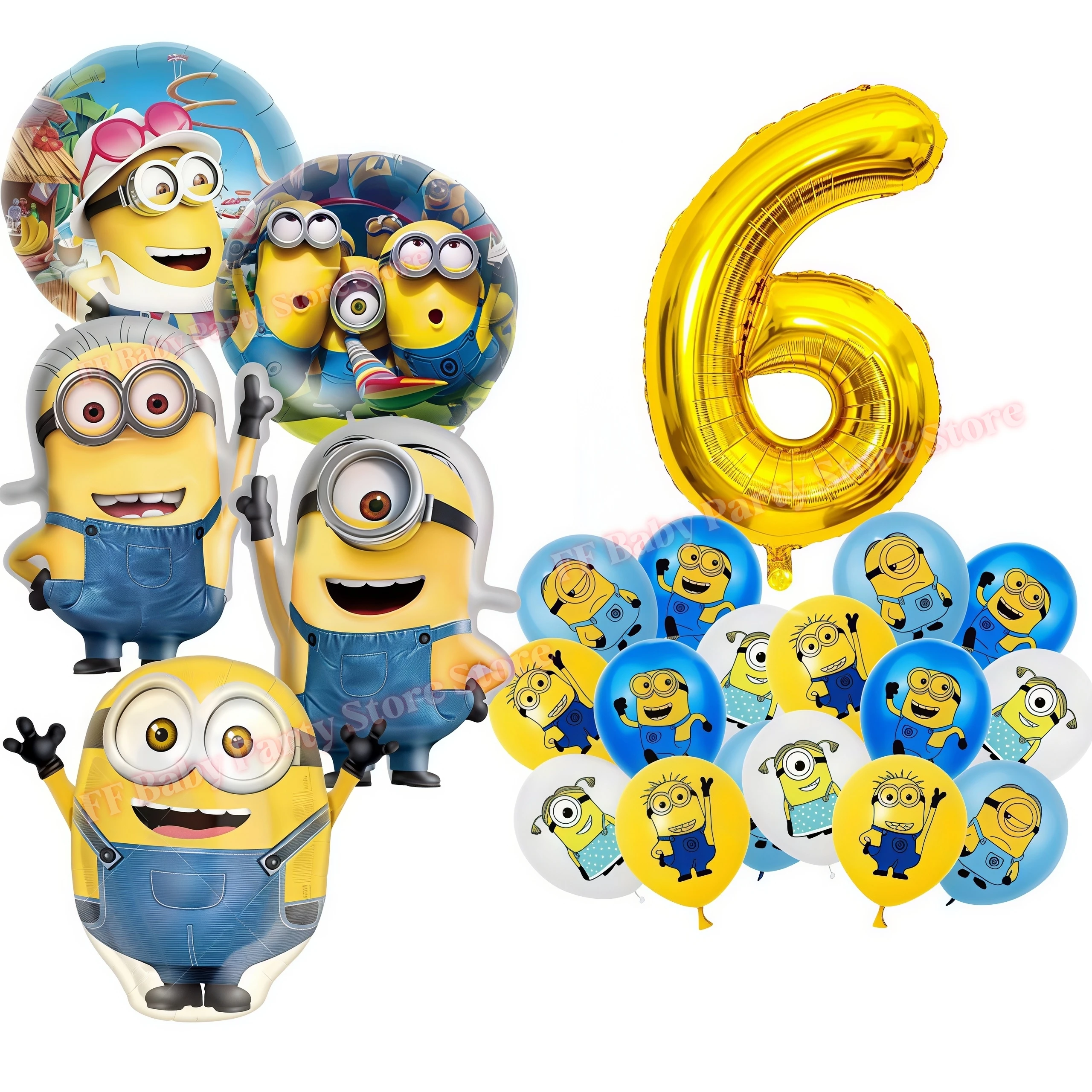 Ballons Thème Dessin Animé M&M et Minions Décoration Anniversaire Ballons en Aluminium Homme Banane Jaune Fête Prénatale Globos Cadeau Fête Enfant