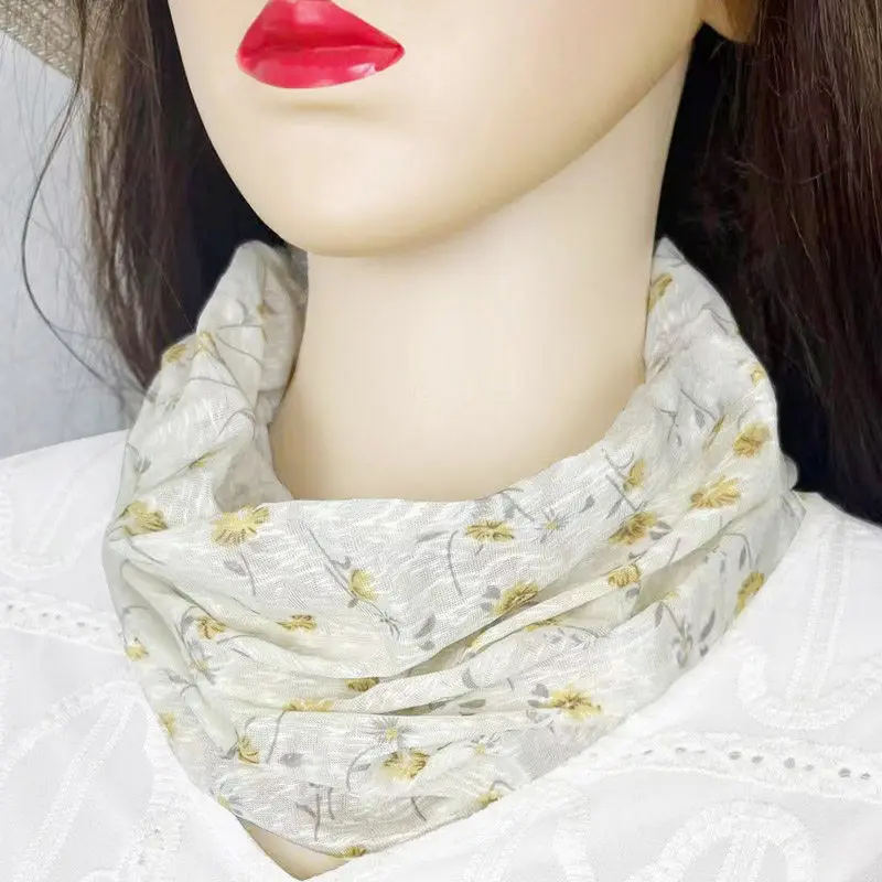 レディース夏用アイスシルク日焼け止めフェイスマスクショール耳掛けネックカバーフルフェイスネックプロテクション通気性のある幾何学模様