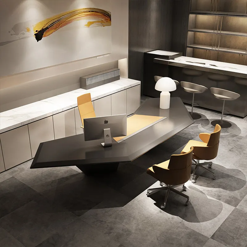 Aesthetic Display Office Desk Executive Luxury Nordic Crafts Office Desk Minimalist Design Meuble Bureau Commercial Furniture