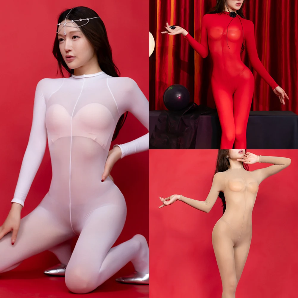 

Sexy Lingerie Women Seamless Jumpsuit Thin See-Through Sheer Tight Uniform Soft Spring Autumn Breathable Quick Dry Underpants