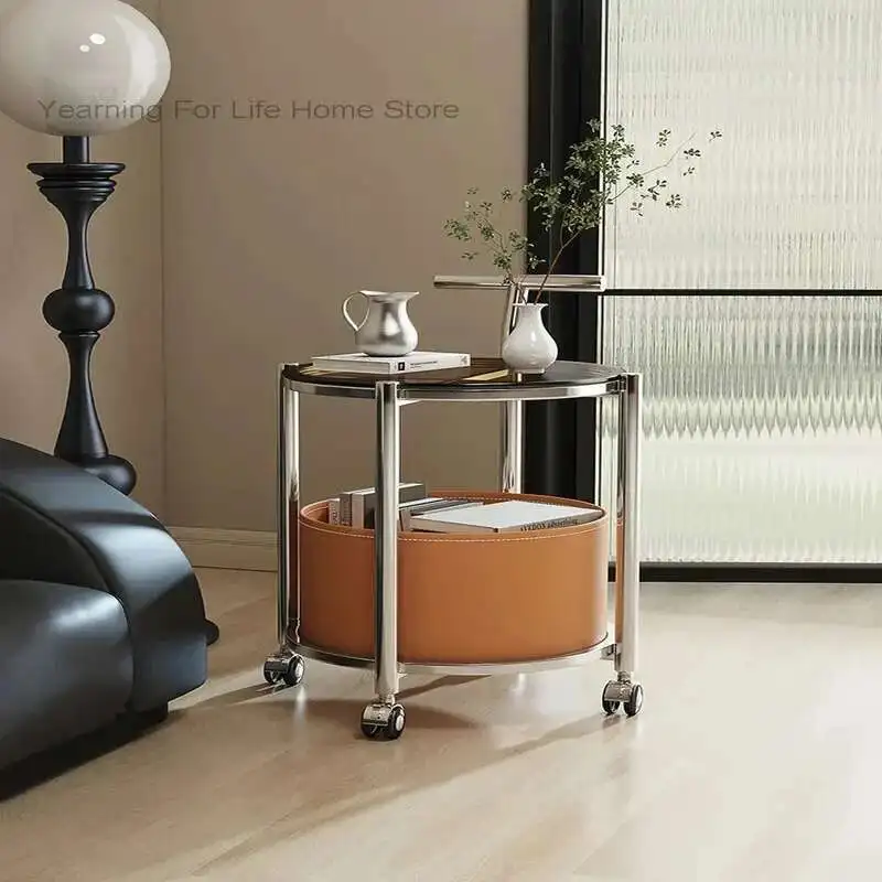 

Living Room Sofa Side Table Movable Cart Coffee Table Round Side Table Bedroom Storage Bedside Shelf Kitchen Storage Carts