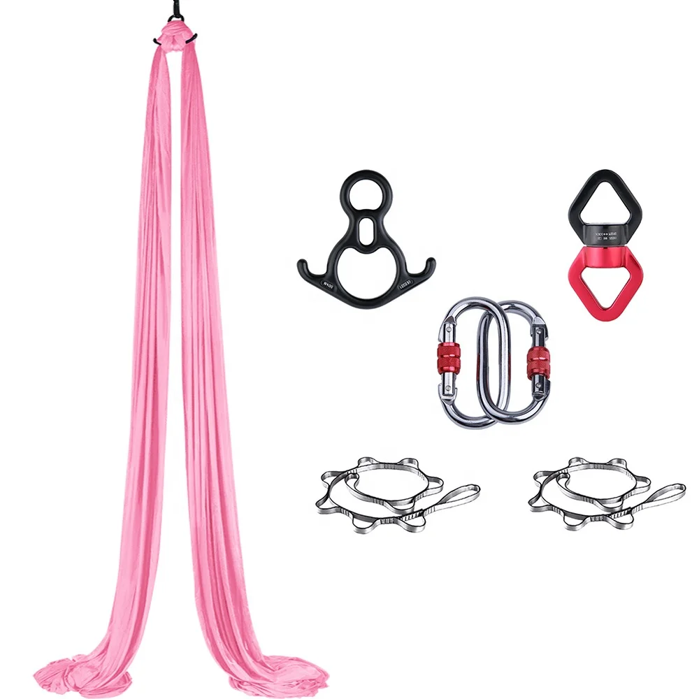 

100% Nylon Sport Fitness Equipment Yoga Hammock Yoga Aerial Silks for Acrobatic Flying Dance (Pink)