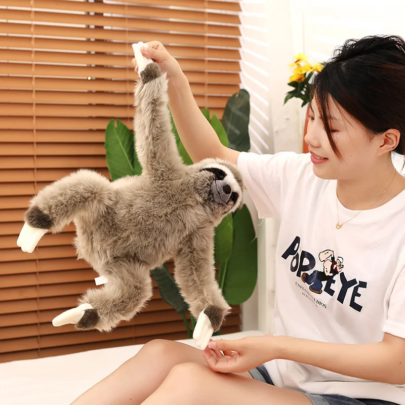 23~50cm Coffee Sloth Plush Toy Stuffed Simulated Wild Animal Plushie Fluffy Home Decor Christmas Gift