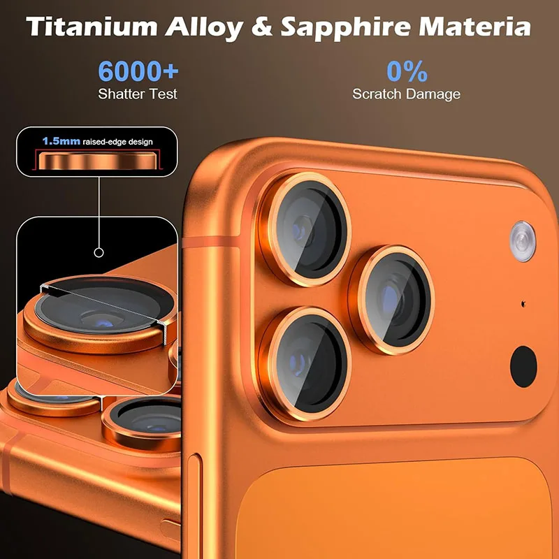 Anillo Protector de Cámara de Aleación de Aluminio Metal para iPhone 17 Air 17 Pro Max 17 Plus Cubierta Protectora de Lente Trasera 6