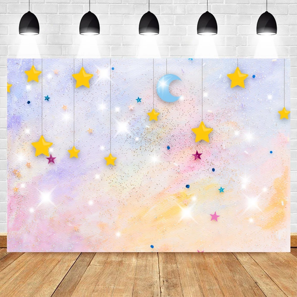 Rainbow Cloud Newborn Photography Backdrop Gold Twinkle Little Star Dreamy Birthday Party Decor Baby Portrait Photo Background