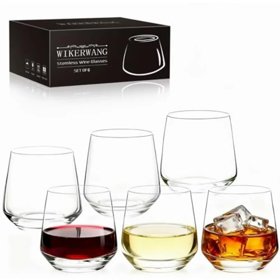 

Steml Wine Glasses Set of 6,,Crystal Clear Red White Wine Glasses for Daily Use, Lead-free, Dishwasher Safe, Glasses Drinking S