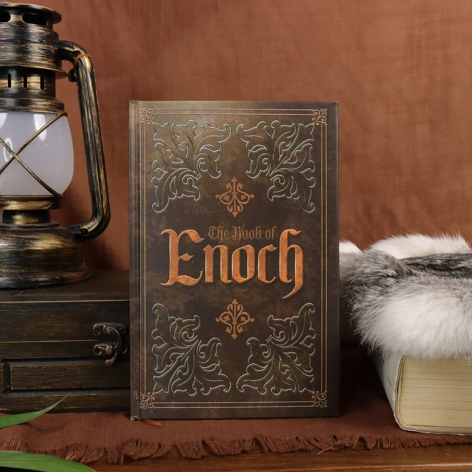 O Livro de Enoch, Diário Grimoire Gótico, Caderno Vintage com Capa Dura em Preto e Dourado com Padrão de Pentagrama, Tema Medieval de Bruxaria