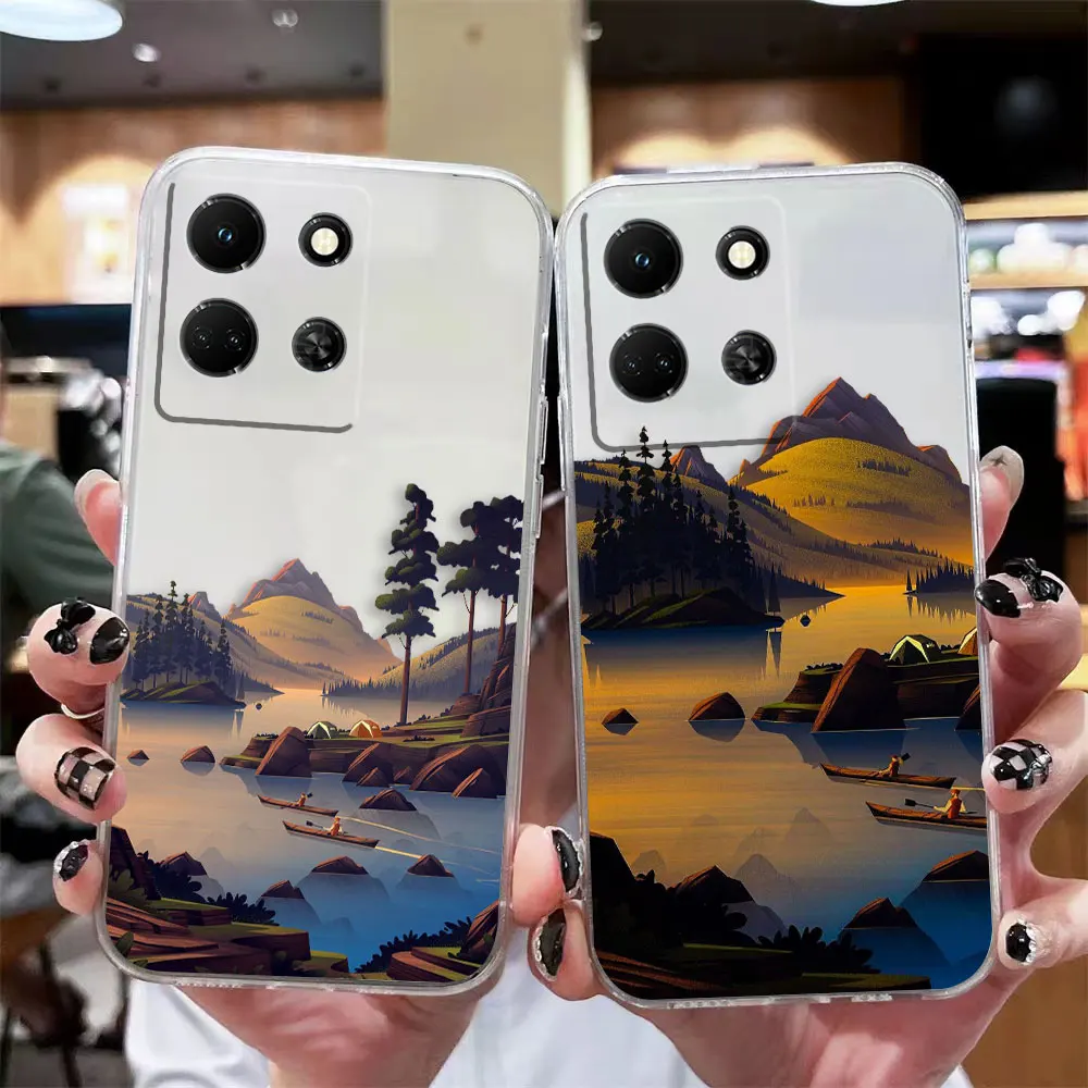 

Case For Infinix NOTE 10 11 12 30 30i SMART 4 5 6 7 ZERO CAMON 19 20 PRO Case Shell Lovely Hand Painted Spring Scenery Pattern