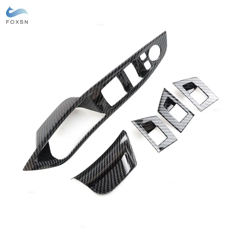 Carbon Fiber Texture Car-styling Master & Passenger Door Window Lift Button Cover Trim For BMW 5 Series F10 F18 2011 - 2017