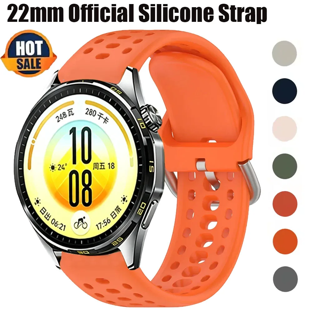 22mm Official Silicone Strap For Huawei Watch GT 7-6-5-4 46mm Soft bracelet For Huawei Watch GT 7/6/5 Pro 46mm Amazfit Bip Max