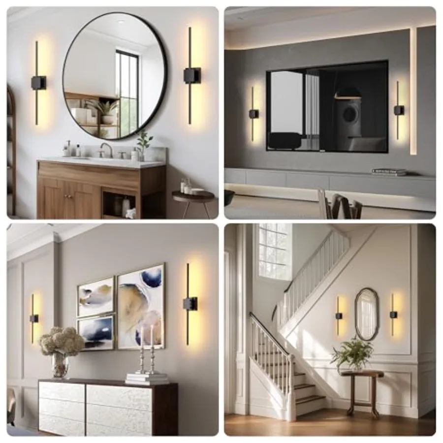 Battery Operated Wall Sconces Set of 2 𝐔𝐩𝐠𝐫𝐚𝐝𝐞𝐝 12000mAh Rotatable Picture Lights with Remote Control Dimmable 3000-650
