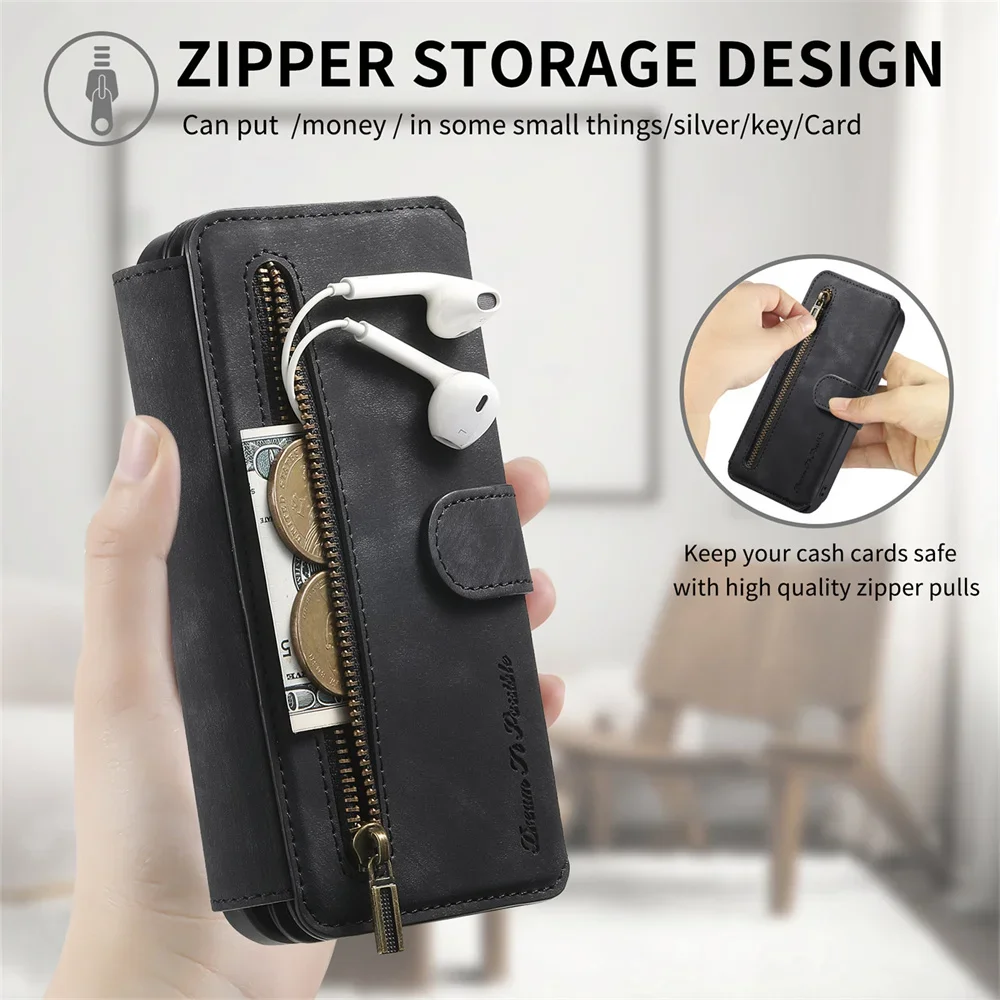 المغناطيسي محفظة قلابة فتحة للبطاقات جراب هاتف آيفون 17 الهواء 16E 16 15 زائد 14 13 12 11 البسيطة برو ماكس حلقة حامل أغطية جلد