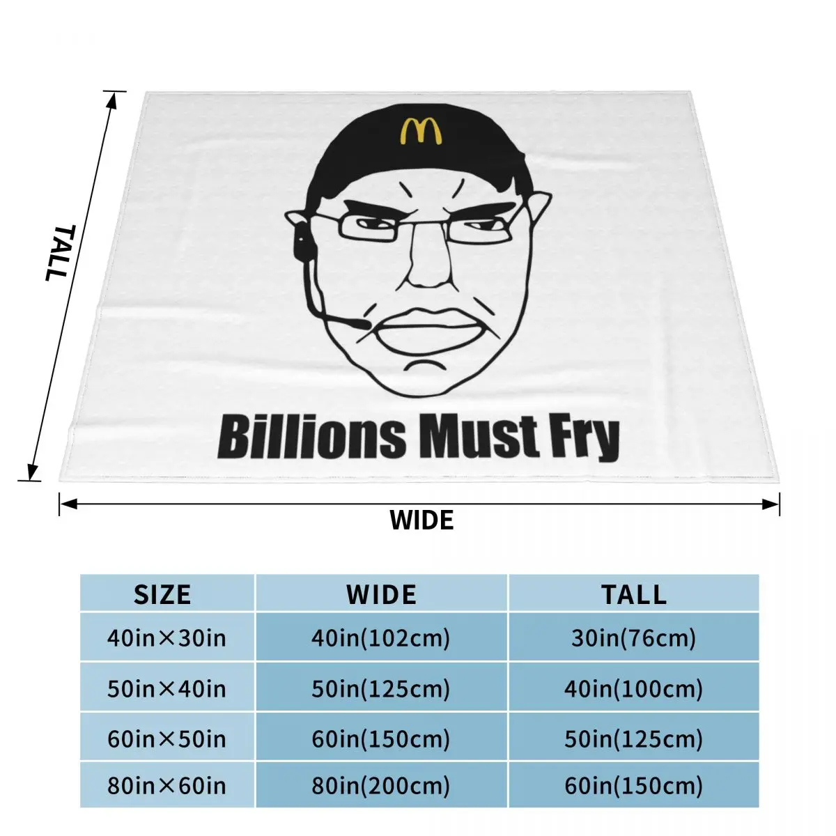 CHUD Billions Must Fry Blankets Soft Warm Flannel Throw Blanket Plush for Bed Living room Picnic Travel Home Couch