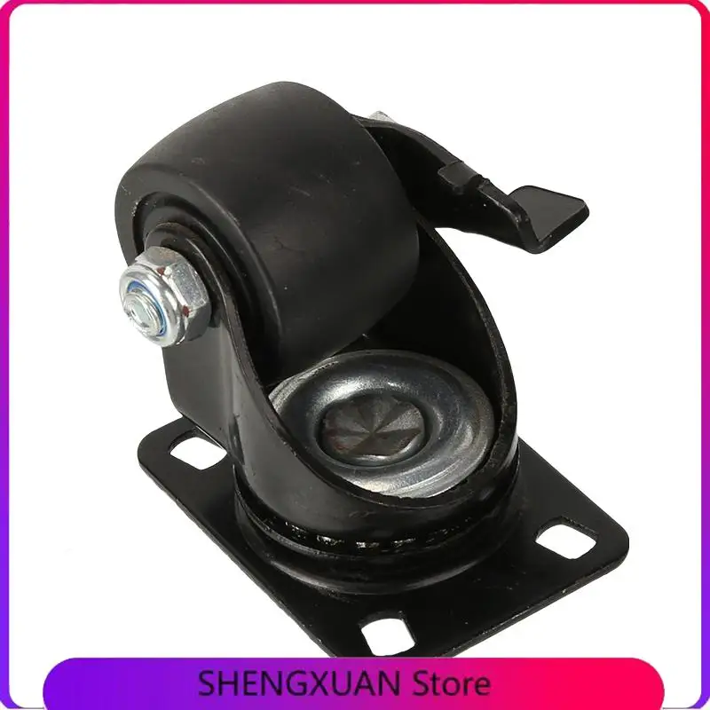 Heavy Duty 1.5 Inch Black Universal Swivel Caster Wheel - Pulley with Flat Brake & Gold Drill Design for Furniture & Machinery