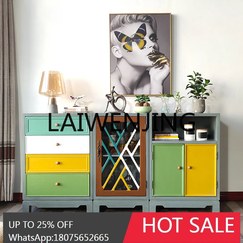 RWJ الأمريكية الخشب الصلب التباين اللون أربعة دلو خزانة غرفة المعيشة تخزين جدار مزيج التخزين #2