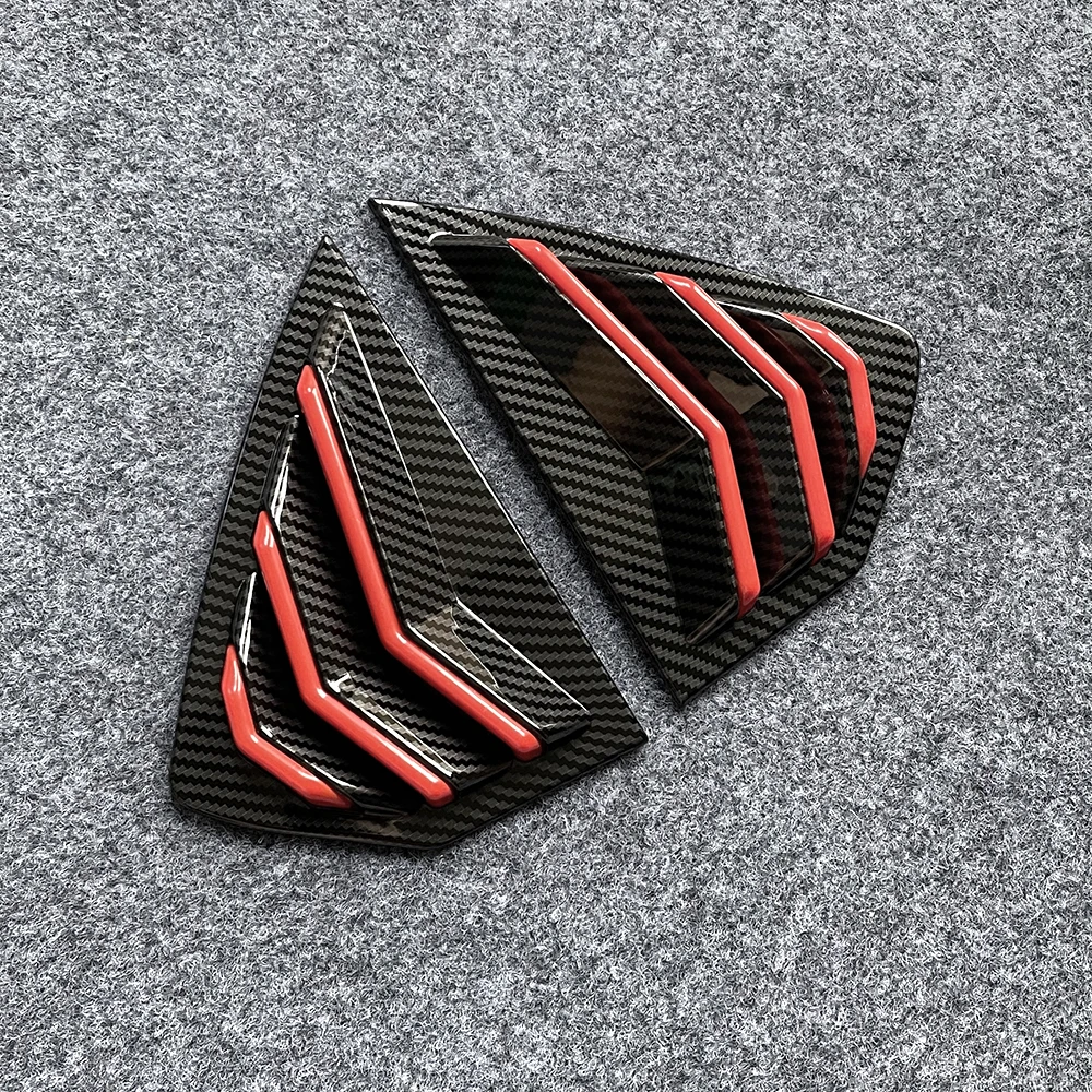 Carbon Fiber Look Side Window Louver Cover Trim Stickers For Mazda3 Hatchback 2019-2024 Car Accessories