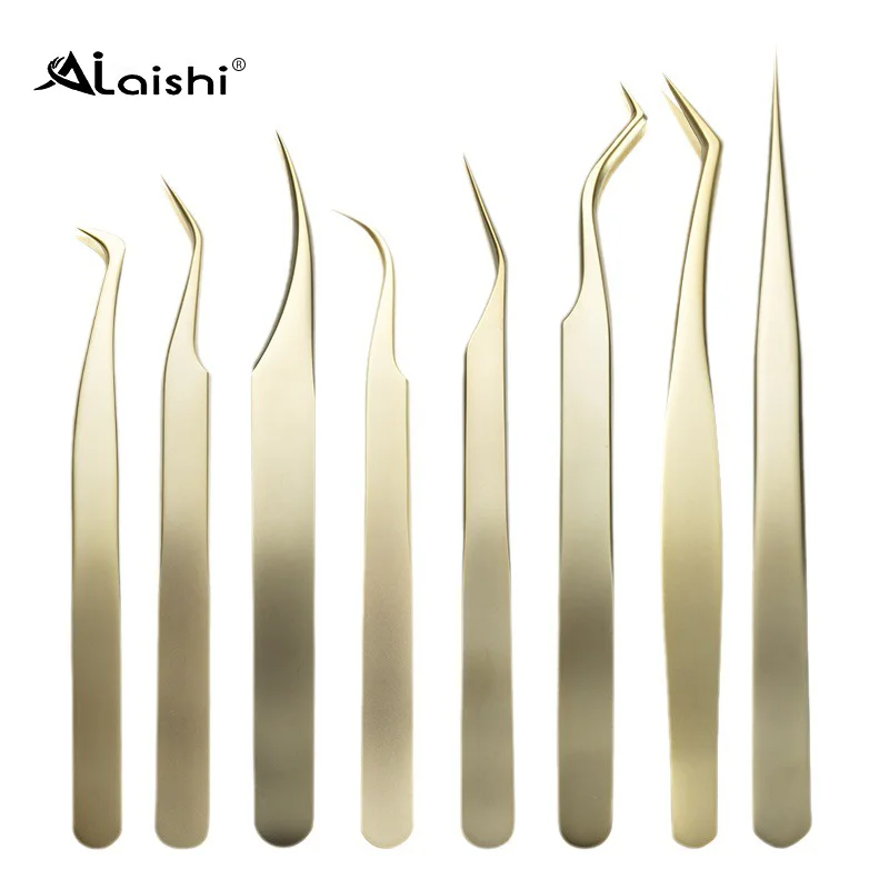 Ailaishi Hoge Precisie Wimper Extensie Accurate Pincet Roestvrij Staal 3d Clip Make-Up Tools Titaniumlegering Goud