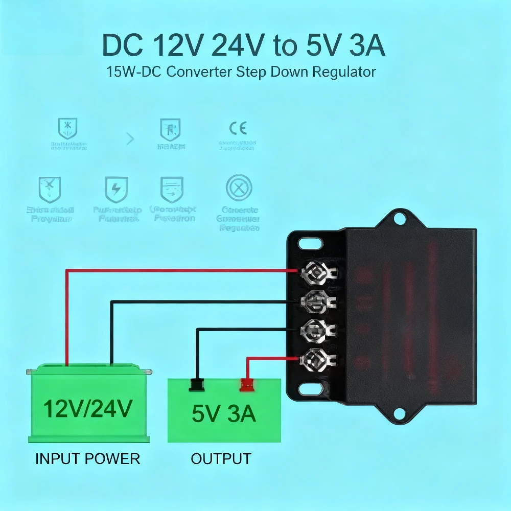 

DC DC Step Down Power Converter 12V 24V to 5V 3A 5A 10A 15A Voltage Regulator Supply Volt Transformer Module Reducer Module CE