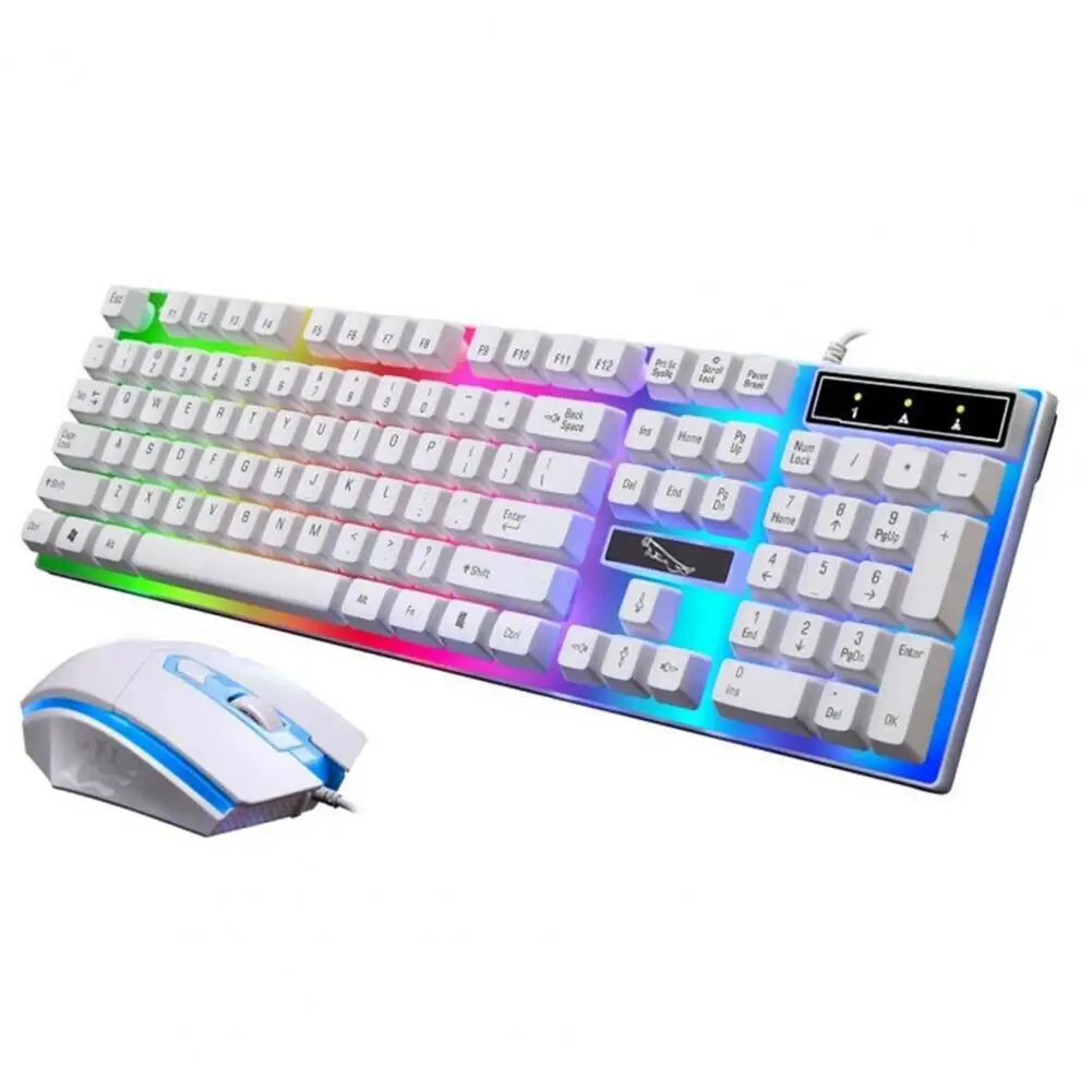 1 Set G21 Wired Keyboard Sensitive Plug Play ABS RGB Backlight 1600dpi Mouse for Computer