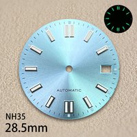 28.5mm S Logo Sunburst Dial Fit NH35/NH36/4R/7S Japanese Movement Green Luminous High-Quality Watch Modified Accessories