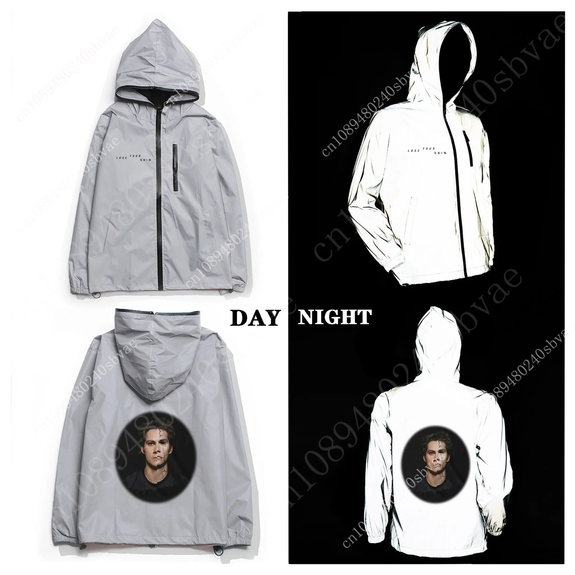 

Teen Wolf Stiles Stilinski Reflective Jacket Mens Womens Coat Hooded Windbreaker Runing Pocket Jackets Cycling Customized Hoodie