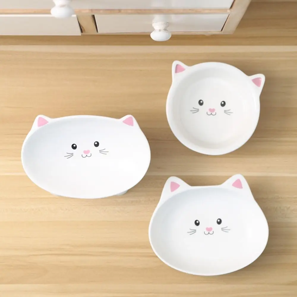 Anti Knock Ceramic Cat Bowl Creative Cute Dog Food Feeding Basin Non-slip Anti Tipping Pet High Foot Bowl Water Container