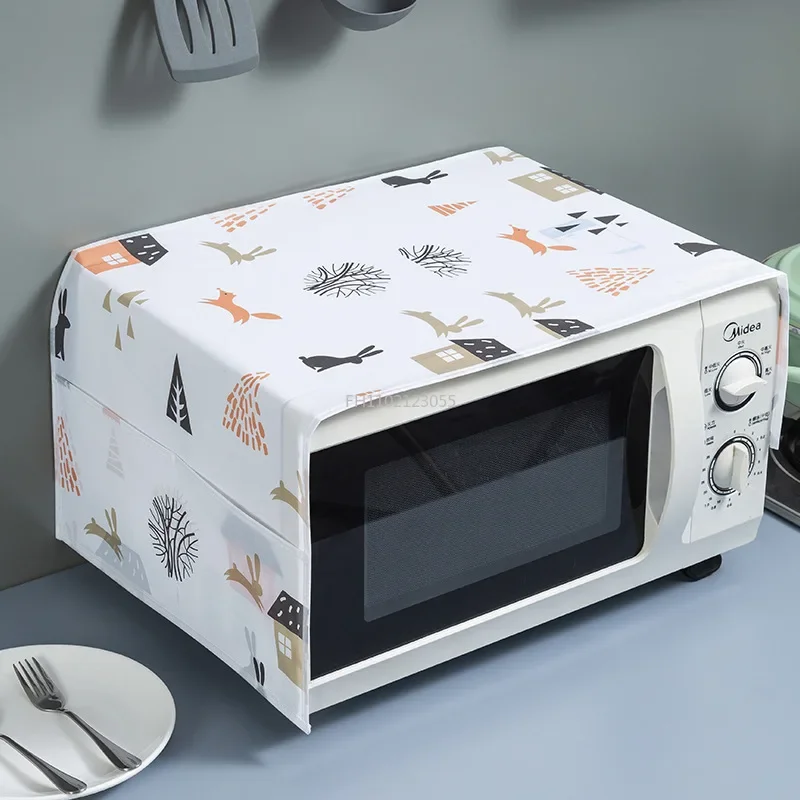 Cartoon Graphics Printed Cute Microwave Dust-proof Oven Cover Hanging Bag Dust-proof Cover Microwave Protective Cover