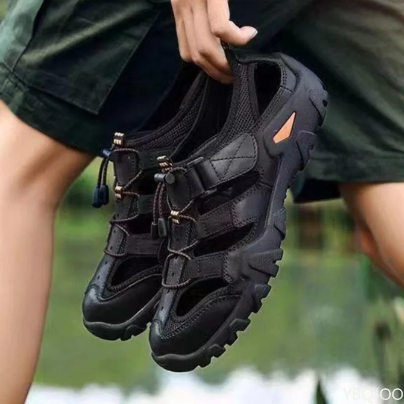 Men's Sandals Outdoor Beach Shoes Hollow Out New Summer Baotou Anti Collision and Water Wading Low Cut Breathable Casual Shoes