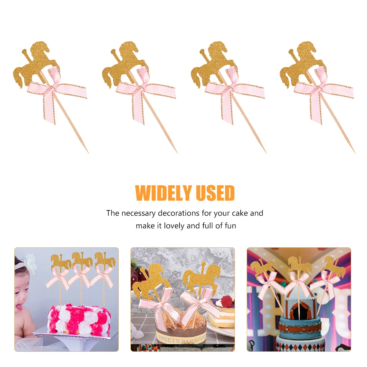 

50Pcs Carousel Horse Cake Decoration Picks for Dessert Ice Cream Donuts Festival Supplies Carousel Horse Cake Pick