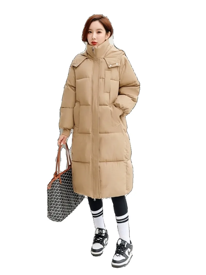 2025 novo estilo plus size feminino moda temperamento inverno longo para baixo casaco de algodão grosso solto estilo coreano acolchoado jaqueta