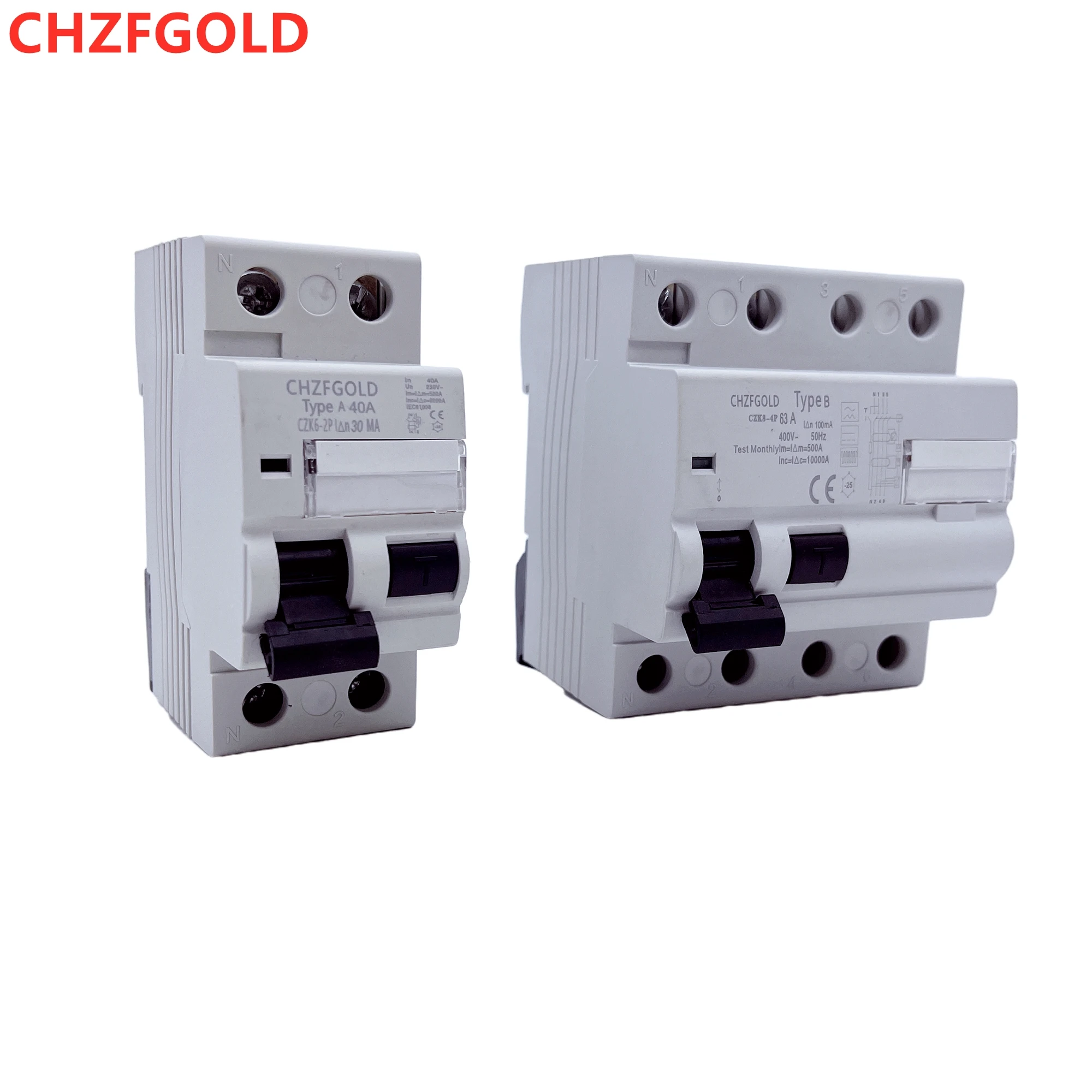 Imagem -02 - tipo Rccb 2p e 4p para Instalações ev & pv Rcd Elcb Jvl1663 tipo a ac b 10ma 30ma 100ma 300ma 1000ma Disjuntor Elétrico b