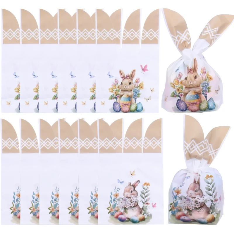 50 Stück Osterhasen-Ohr-Geschenktüten, niedliche Kaninchen-Eier, Süßigkeiten, Kekse, Verpackung, Versorgung, Frohe Ostern, Party, Ornament, Geburtstagsparty-Geschenk